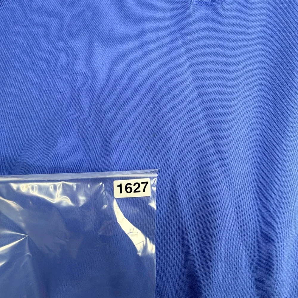 Greg Norman Play Dry Mens Blue Pique Golf Polo Shirt Size Large Short Sleeve
